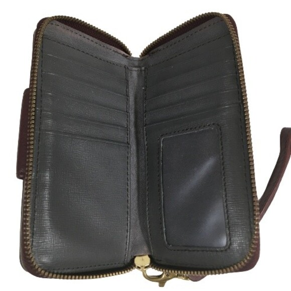 FOSSIL Quinn Slim Leather Clutch Wallet Wristlet MULTI COLOR Pink Burgundy Gray - Picture 8 of 11